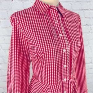 Cremieux Red & White Gingham Fit & Flare Dress